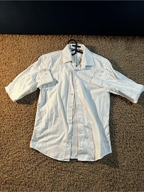 Banana Republic White Long-Sleeve Button-Down Shirt